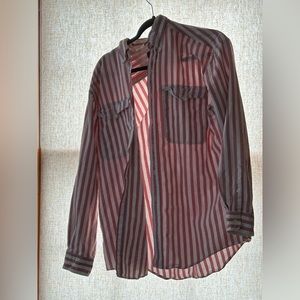 Men’s red and white striped button up